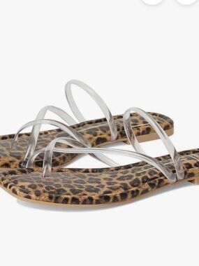 Dolce Vita Leopard Print Slide Sandals with Clear Straps